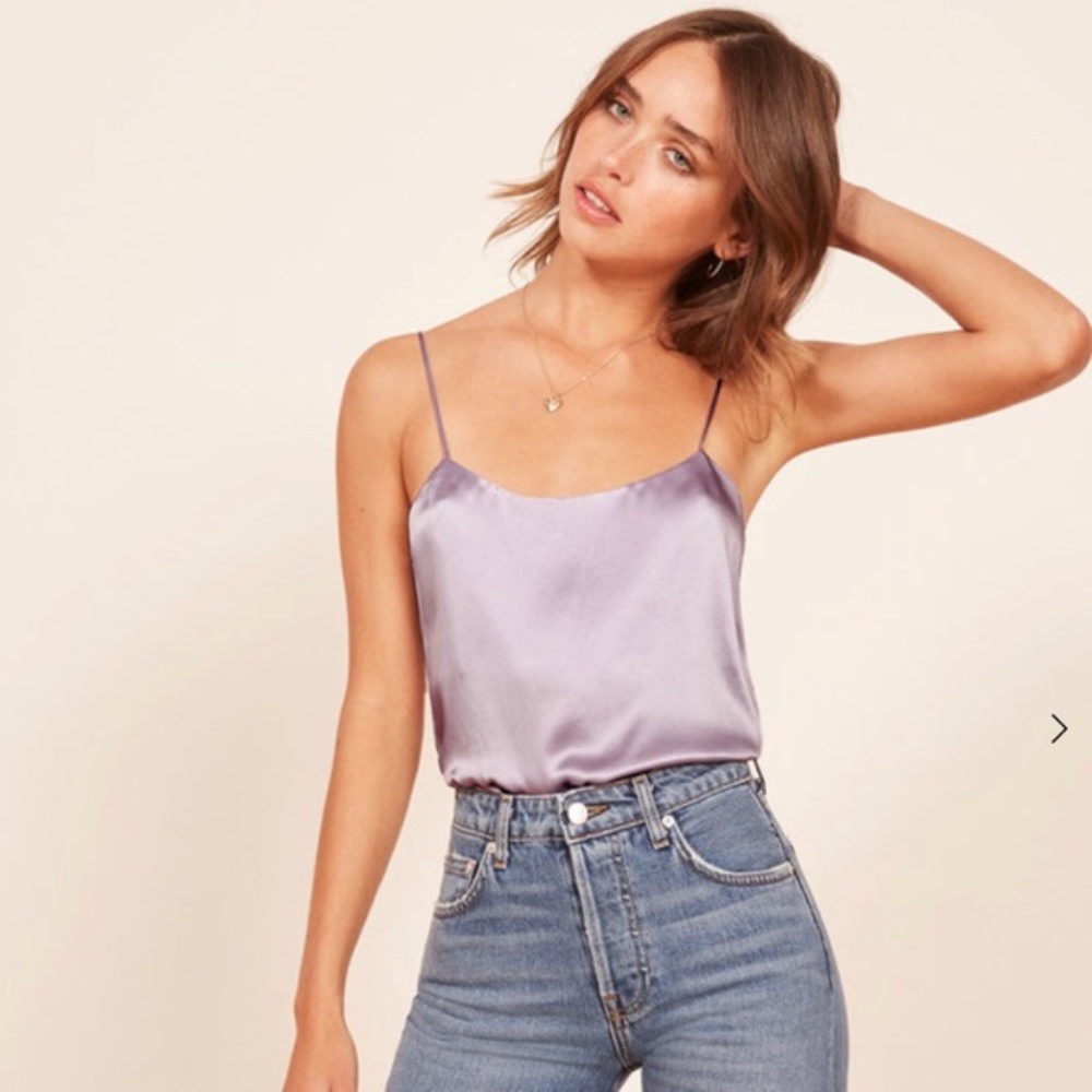 Reformation Lilac Gigi Satin Silk Cami Tank Top Size Small